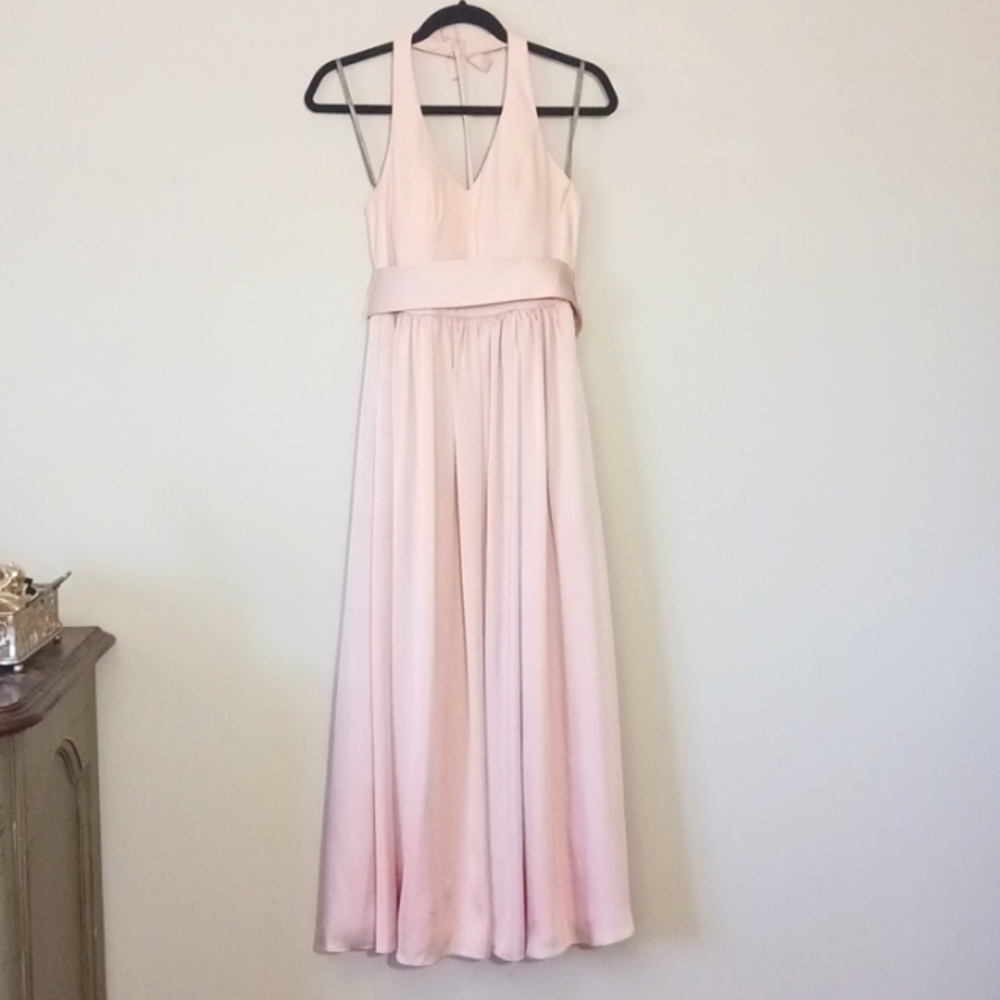 White By Vera Wang Blush Pink Full Length Bridesmaid Special Event Gown, Size 0 - Picture 3 of 13